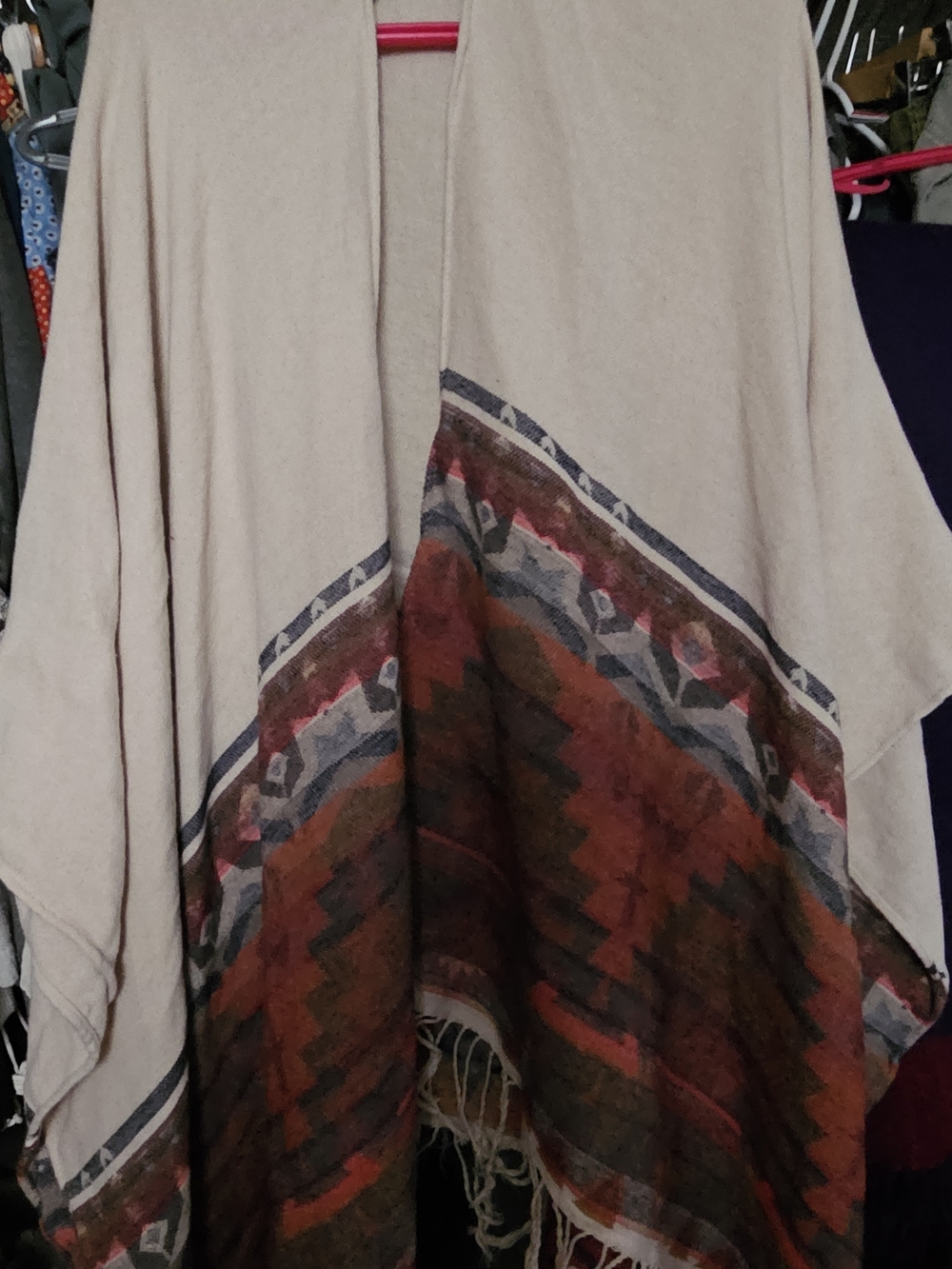 Beige & Rust Aztec Pattern Wrap Scarf - Picture 4 of 4